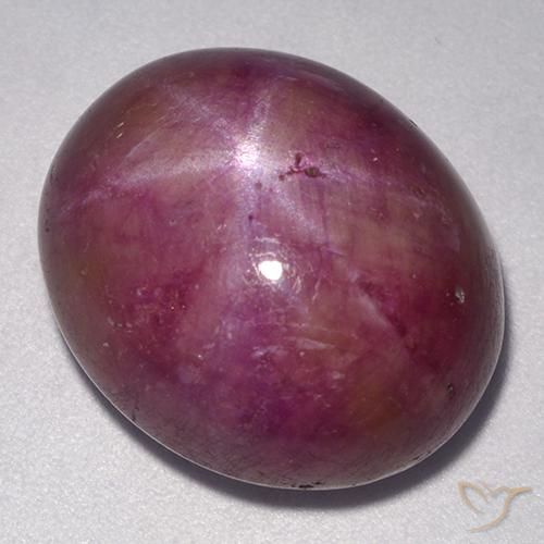 Rubino Stellato Viola rossastro naturale da 24.55 ct, Ovale, Opaco