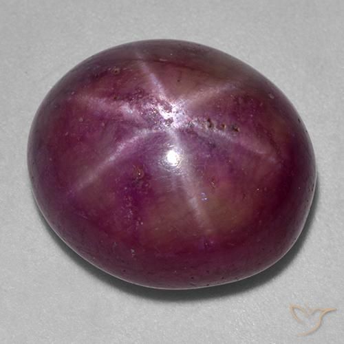Rubino stellato viola medio-scuro naturale da 19,78 ct, taglio ovale, opaco