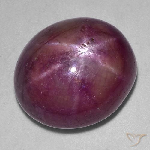 Rubino stellato viola medio-scuro naturale da 19,78 ct, taglio ovale, opaco
