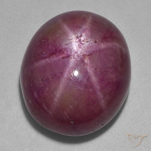 Rubino Stellato Viola medio-scuro naturale da 27.24 ct, Ovale, Opaco