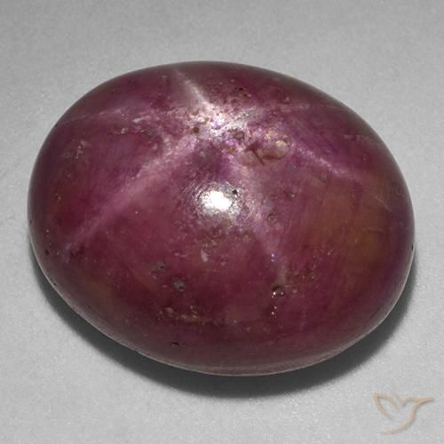 Rubino Stellato Prugna Viola naturale da 25.89 ct, Ovale, Opaco
