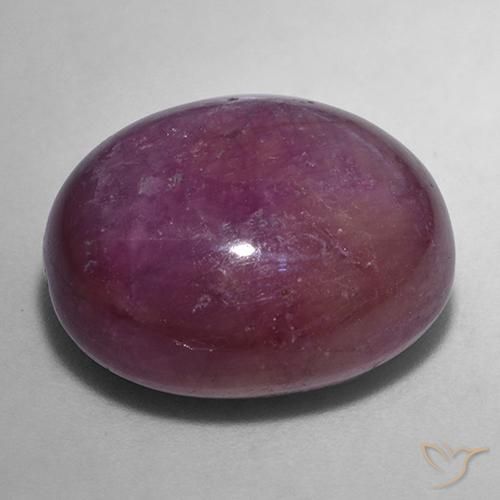 Rubino Stellato Viola medio-scuro naturale da 24.49 ct, Ovale, Opaco