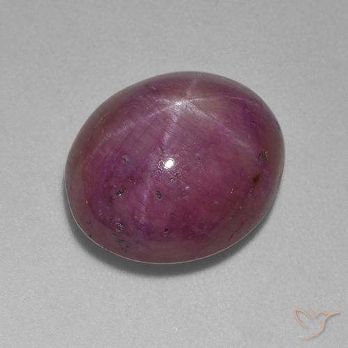 Rubino Stellato Prugna Viola naturale da 11.87 ct, Ovale, Opaco