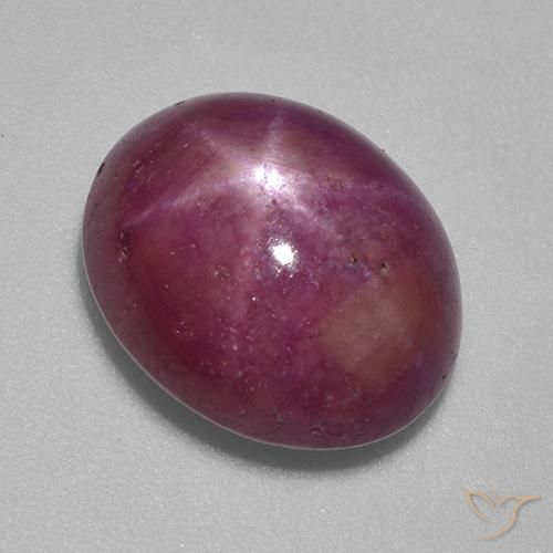 Rubino Stellato Prugna Viola naturale da 12.45 ct, Ovale, Opaco