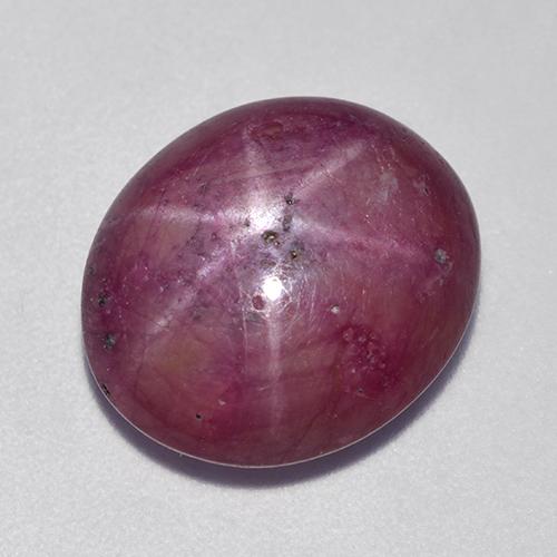 Rubino stellato Viola rossastro naturale da 10.05 ct, Taglio ovale, Opaco