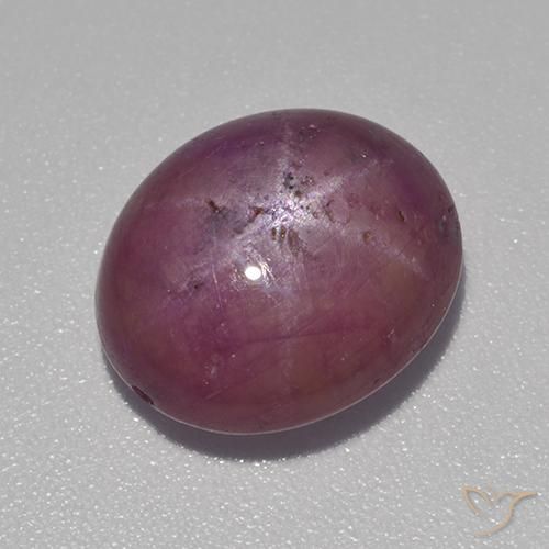 Rubino Stellato Viola rossastro naturale da 6.89 ct, Ovale, Opaco