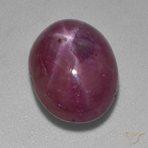 Rubino stellato Viola medio-scuro naturale da 7.59 ct, Ovale, Opaco