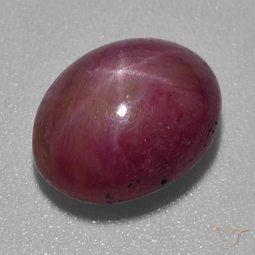 Rubino Stellato Viola rossastro naturale da 5.24 ct, Ovale, Opaco