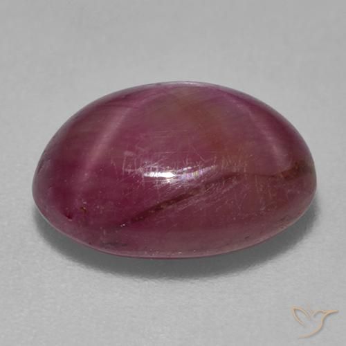 Rubino Stellato Viola rossastro naturale da 5.24 ct, Ovale, Opaco