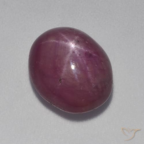 Rubino Stellato Viola rossastro naturale da 6.10 ct, Ovale, Opaco