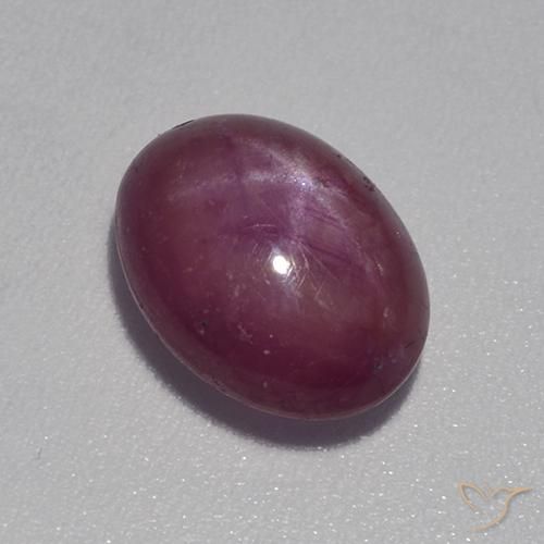 Rubino Stellato Prugna Viola naturale da 4.56 ct, Ovale, Opaco