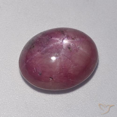 Rubino Stellato Prugna Viola naturale da 7.78 ct, Ovale, Opaco