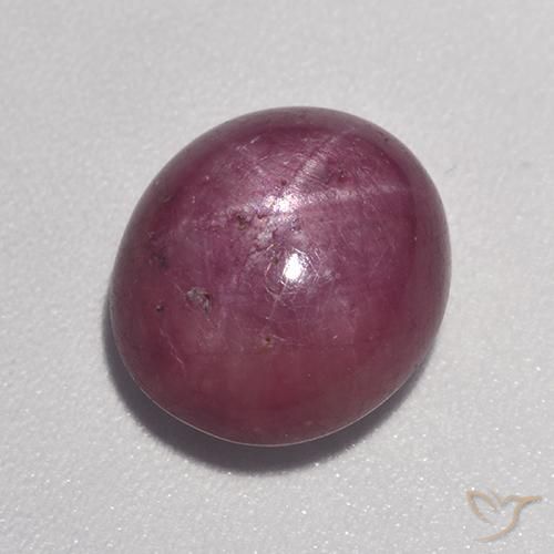 Rubino Stellato Viola medio-scuro naturale da 6.24 ct, Ovale, Opaco
