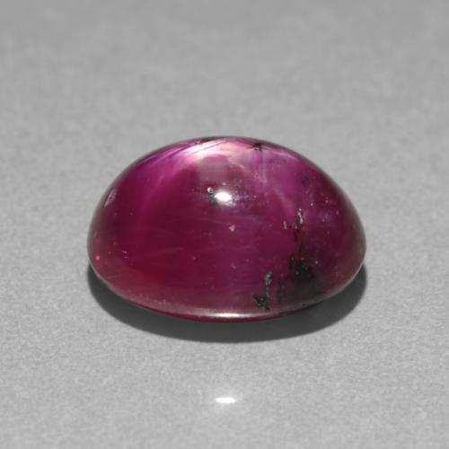 Rubino stellato Viola rossastro medio-scuro naturale da 3.18 ct, Taglio ovale, Traslucido