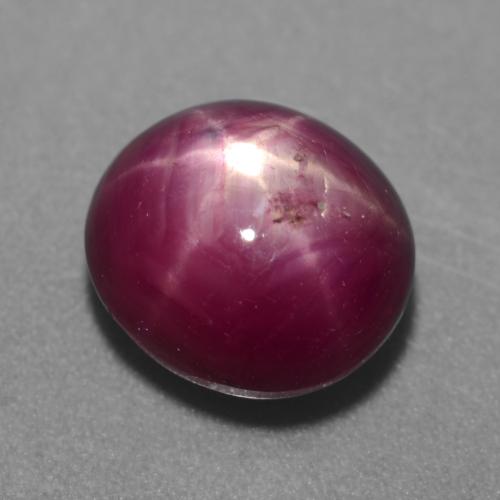 Rubino stellato naturale porpora da 5,38 ct, taglio ovale, traslucido