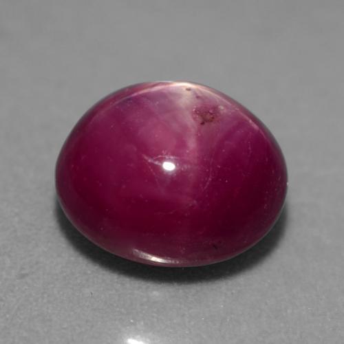 Rubino stellato naturale porpora da 5,38 ct, taglio ovale, traslucido