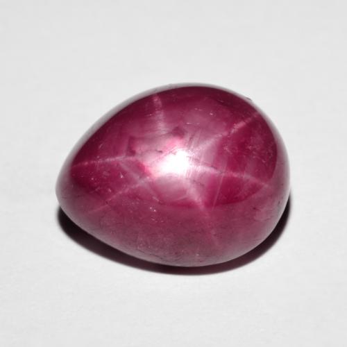 Rubino stellato naturale rosso da 9,64 ct, taglio a pera, opaco
