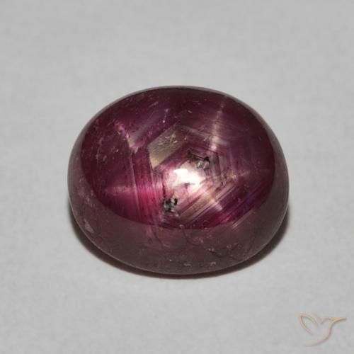 4.38ct Naturale Medium Dark-Purple Rubino stellato, Ovale, Opaco