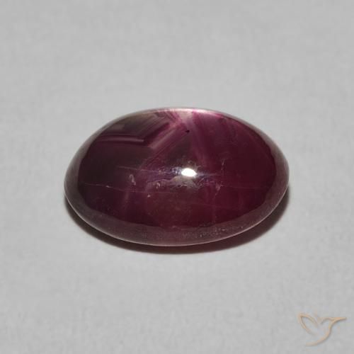 Rubino Stellato Prugna Viola naturale da 4.72 ct, Ovale, Opaco