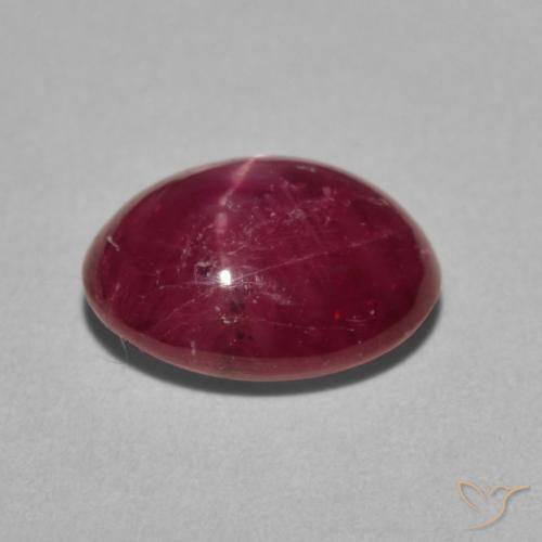 Rubino stellato naturale porpora da 4,76 ct, taglio ovale, opaco