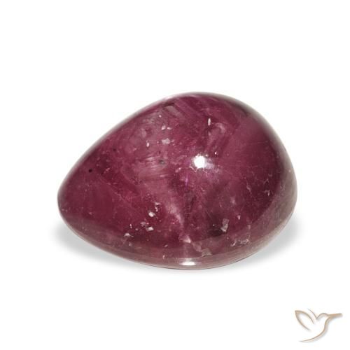 Rubino Stellato Viola medio naturale da 6.52 ct, Forma a pera, Opaco