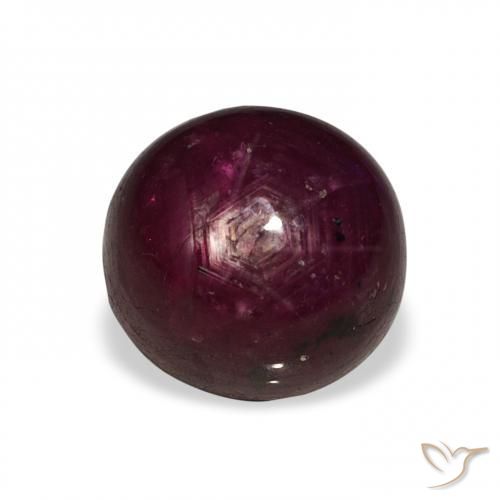 Rubino Stellato Rosso scuro naturale da 6.02 ct, Rotondo, Opaco