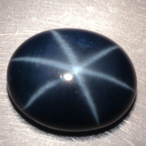Zaffiro stellato naturale blu da 3,80 ct, taglio ovale, opaco