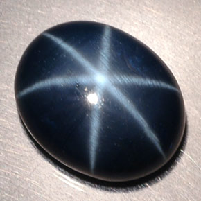 Zaffiro stellato naturale blu da 3,80 ct, taglio ovale, opaco