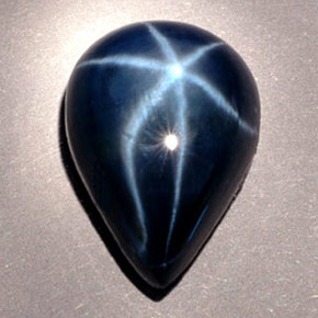 Zaffiro stellato naturale blu da 9,60 ct, taglio a pera, opaco