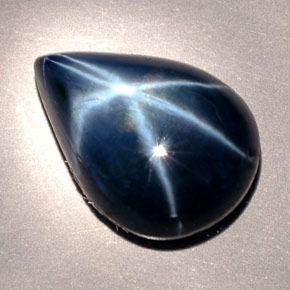 Zaffiro stellato naturale blu da 9,60 ct, taglio a pera, opaco