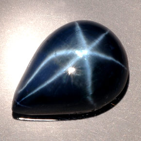 Zaffiro stellato naturale blu da 9,60 ct, taglio a pera, opaco