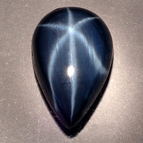 Zaffiro stellato naturale blu da 9,76 ct, taglio a pera, opaco