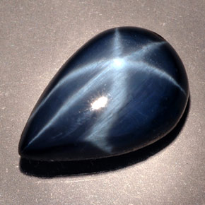 Zaffiro stellato naturale blu da 9,76 ct, taglio a pera, opaco