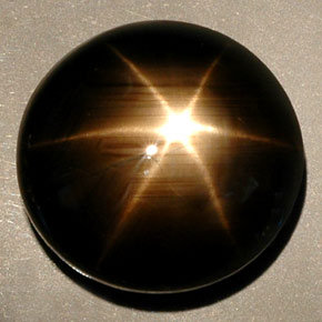 Zaffiro stellato naturale nero da 36,25 ct, taglio rotondo, opaco