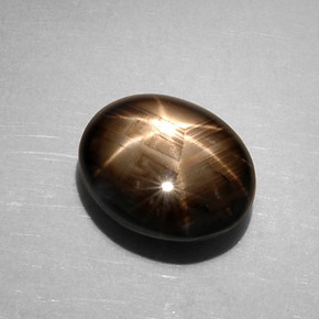 Zaffiro stellato naturale nero da 7,59 ct, taglio ovale, opaco