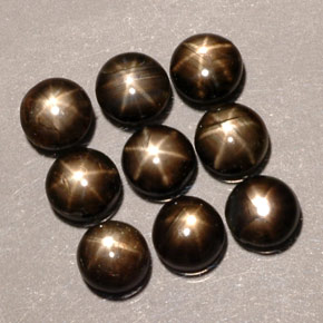 Zaffiro stellato naturale nero da  ct, taglio rotondo, traslucido