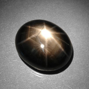 Zaffiro stellato naturale nero da 11,43 ct, taglio ovale, opaco