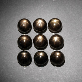 Gemme di Zaffiro stellato Nero naturale da  ct, Taglio rotondo, Opaco