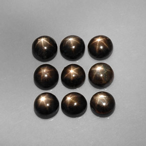 Zaffiro stellato naturale nero da  ct, taglio rotondo, opaco