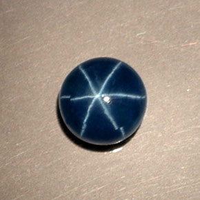 Zaffiro stellato naturale blu da 1,46 ct, taglio rotondo, opaco