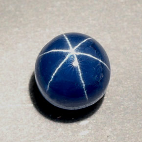 Zaffiro stellato naturale blu da 1,89 ct, taglio rotondo, opaco