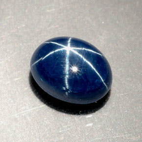 Zaffiro stellato naturale blu da 2,86 ct, taglio ovale, opaco