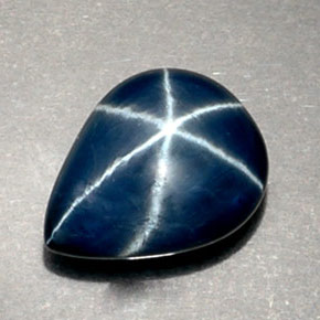 Zaffiro stellato naturale blu da 2,53 ct, taglio a pera, opaco
