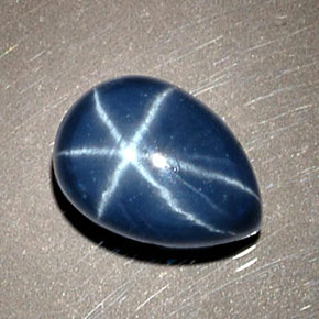 Zaffiro stellato naturale blu da 1,93 ct, taglio a pera, opaco