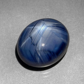 Zaffiro stellato naturale blu da 7,29 ct, taglio ovale, opaco