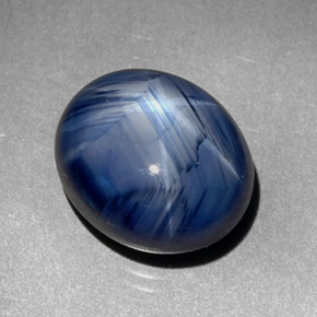Zaffiro stellato naturale blu da 7,29 ct, taglio ovale, opaco