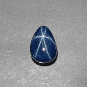 Zaffiro stellato naturale blu da 2,45 ct, taglio a pera, opaco