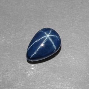 Zaffiro stellato naturale blu da 2,45 ct, taglio a pera, opaco