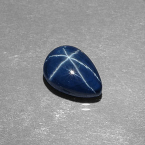 Zaffiro stellato naturale blu da 2,45 ct, taglio a pera, opaco