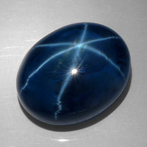 Zaffiro stellato naturale blu da 62,28 ct, taglio ovale, opaco